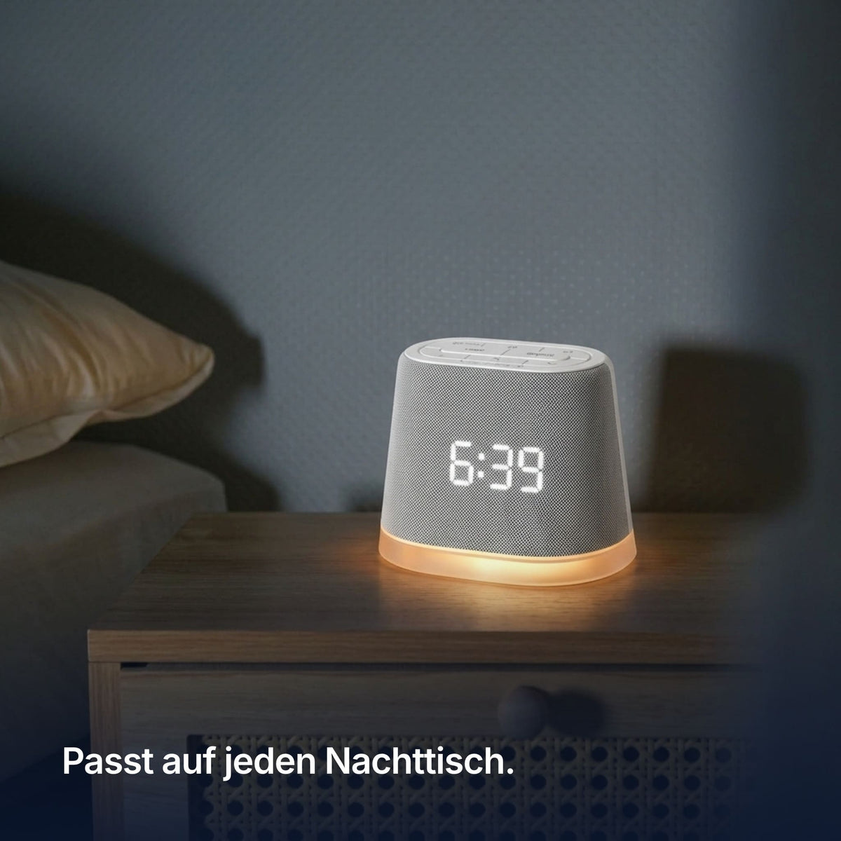 Abmessungen des SERENA Lichtweckers: 14.6 cm breit und 11 cm hoch