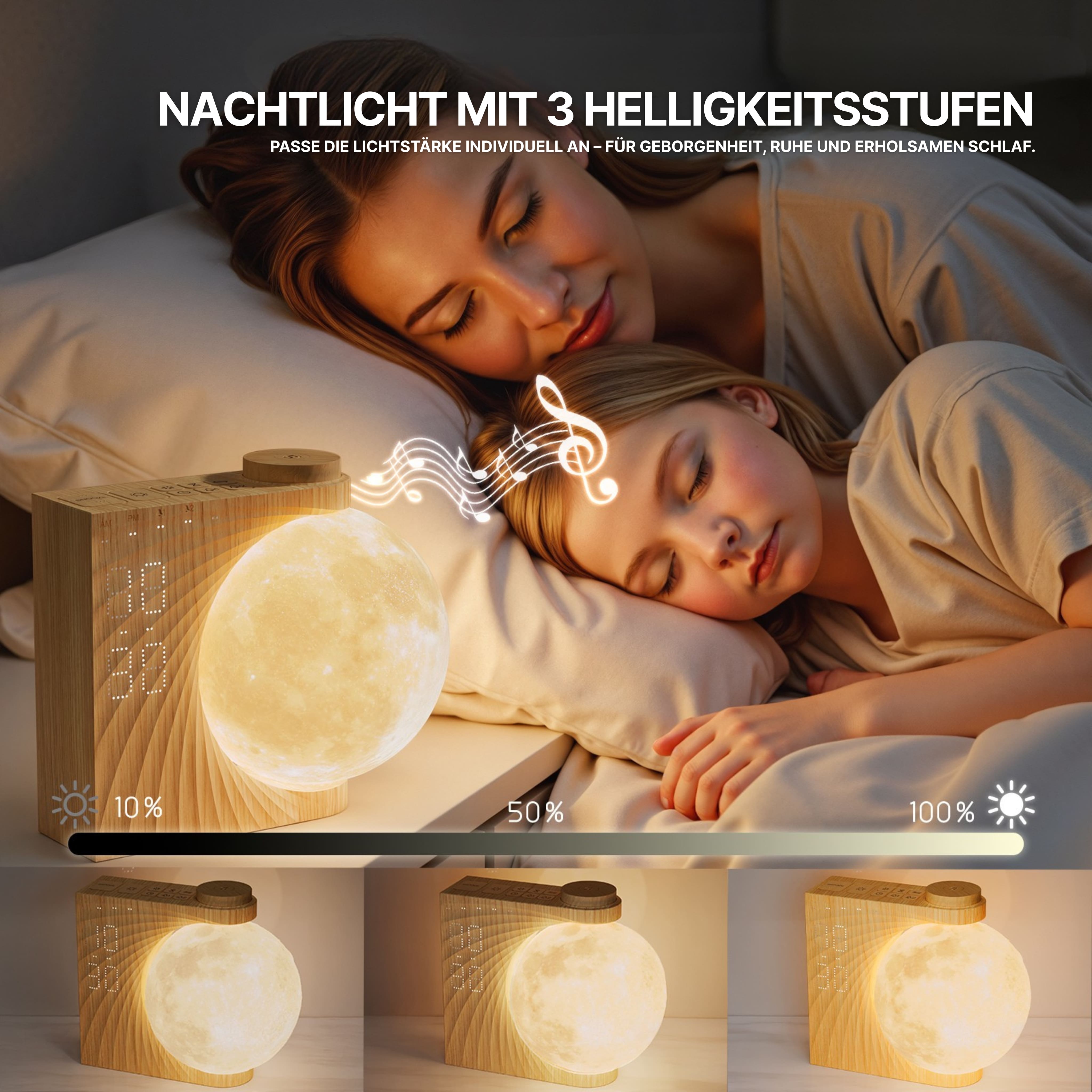 Luna Glow Réveil Lumineux – Lampe lune avec réveil & lumière d’aube