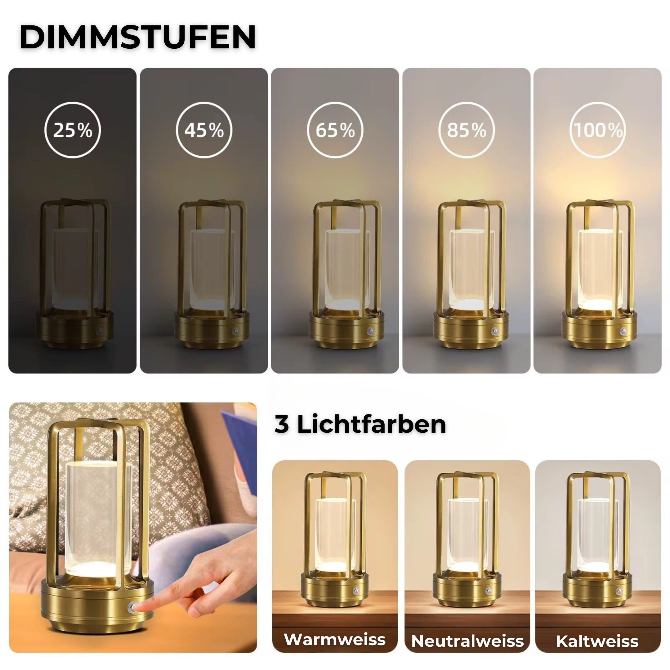 Lumière d’ambiance – lampe LED sans fil au design Japandi