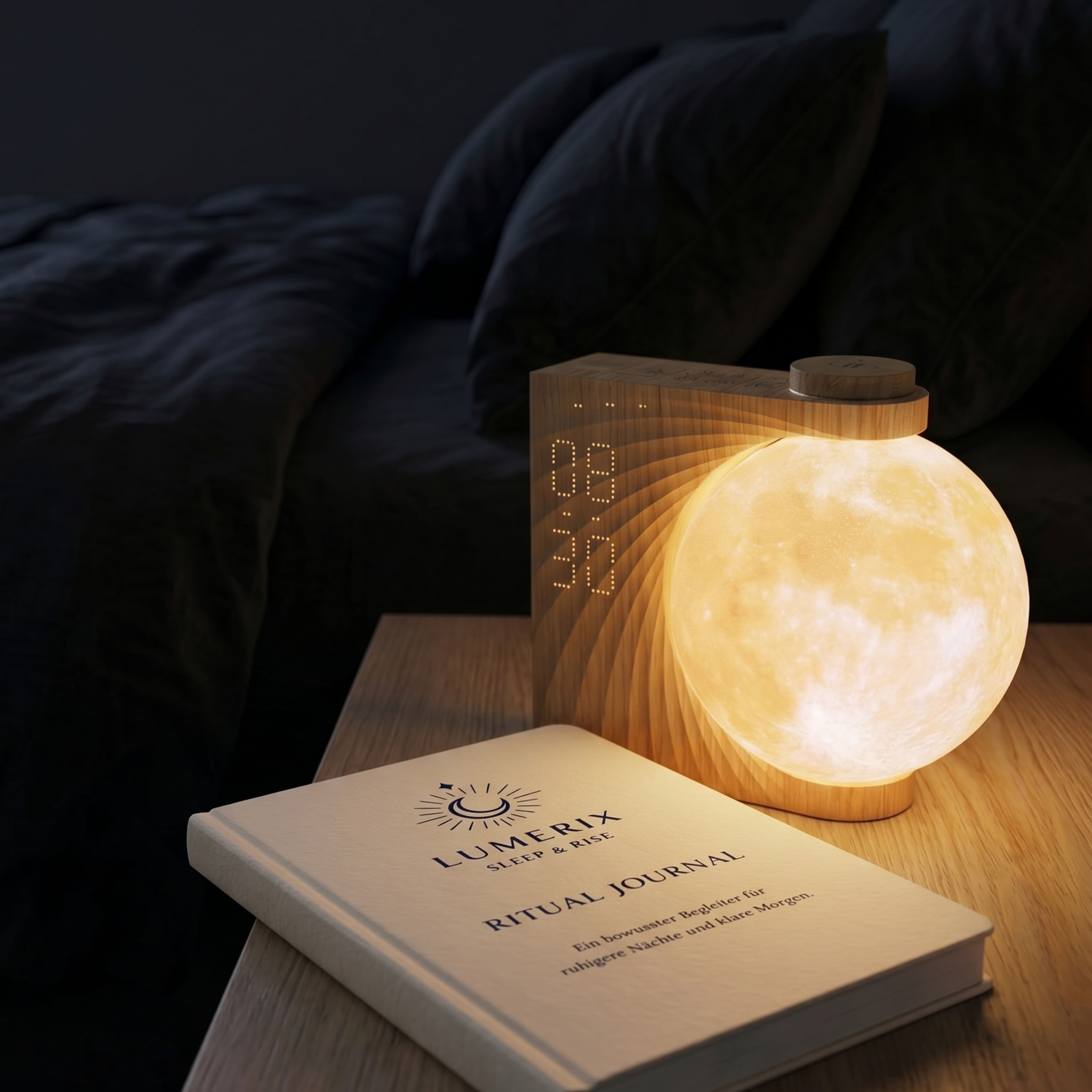 LUNA GLOW – Lampe lune & réveil lumineux avec lever de soleil