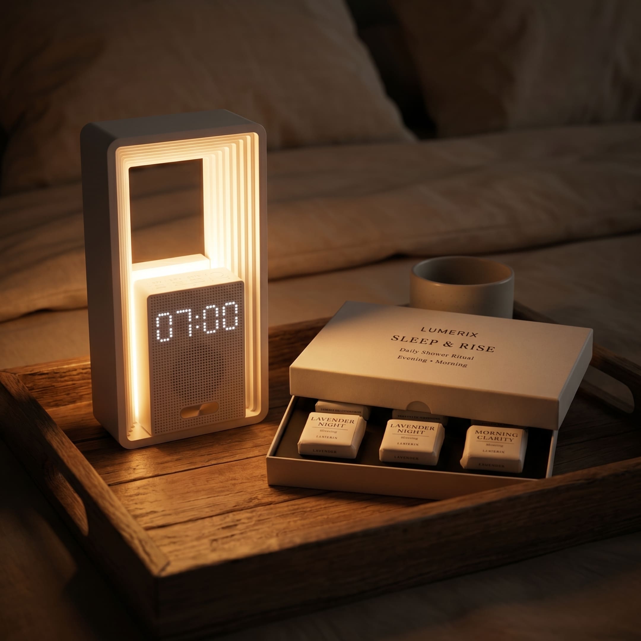 SLEEP & RISE BUNDLE – HORIZON Lichtwecker + Shower Steamer Set