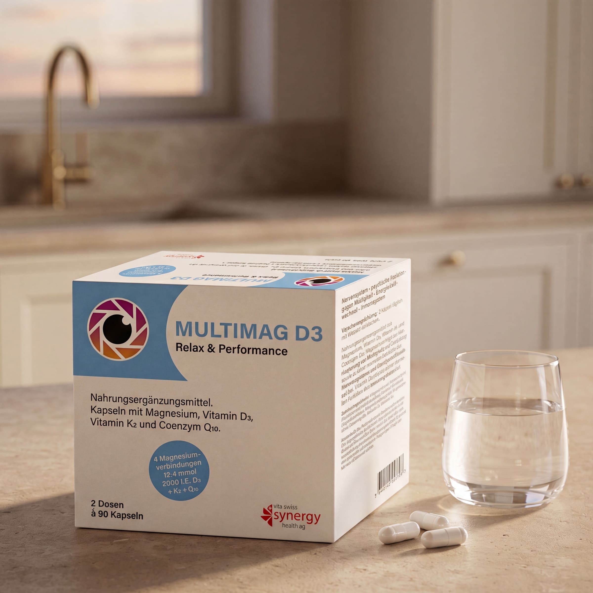 Multimag D3 (180 capsules) – Magnésium & vitamine D3 pour les nerfs et les muscles