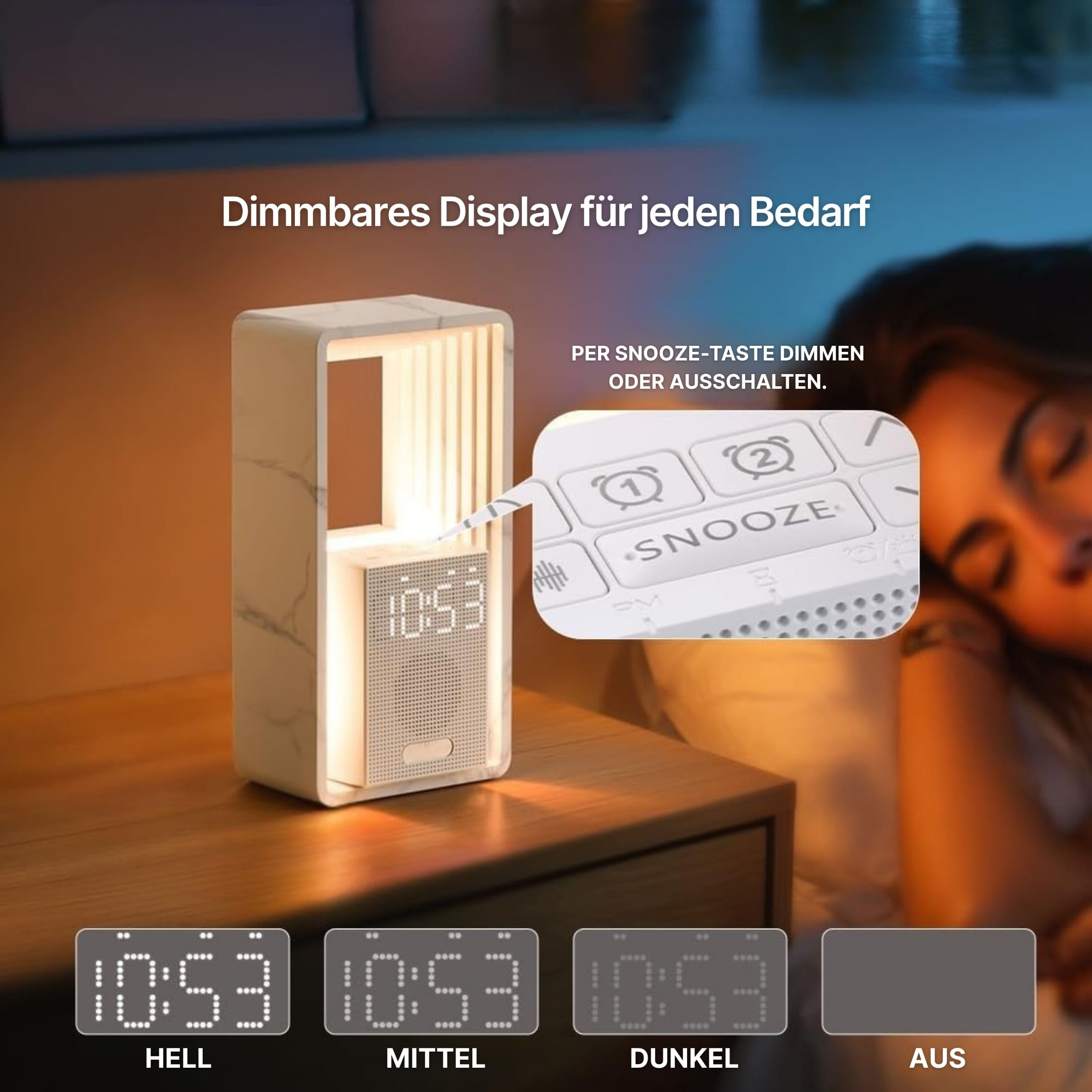 HORIZON Limited Edition – Lichtwecker in Marmoroptik mit Sonnenaufgang & Naturklängen