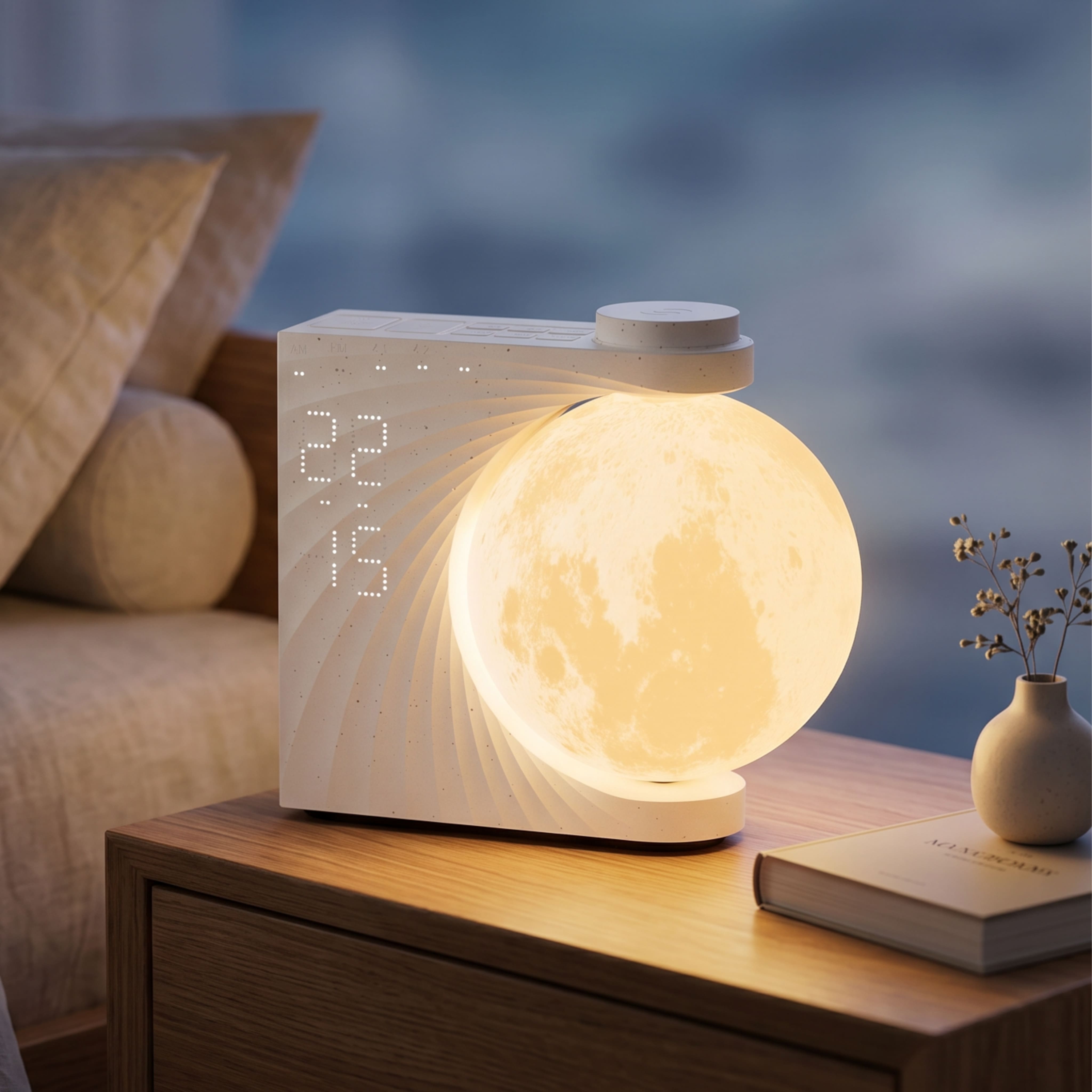 Luna Glow Réveil Lumineux – Lampe lune avec réveil & lumière d’aube