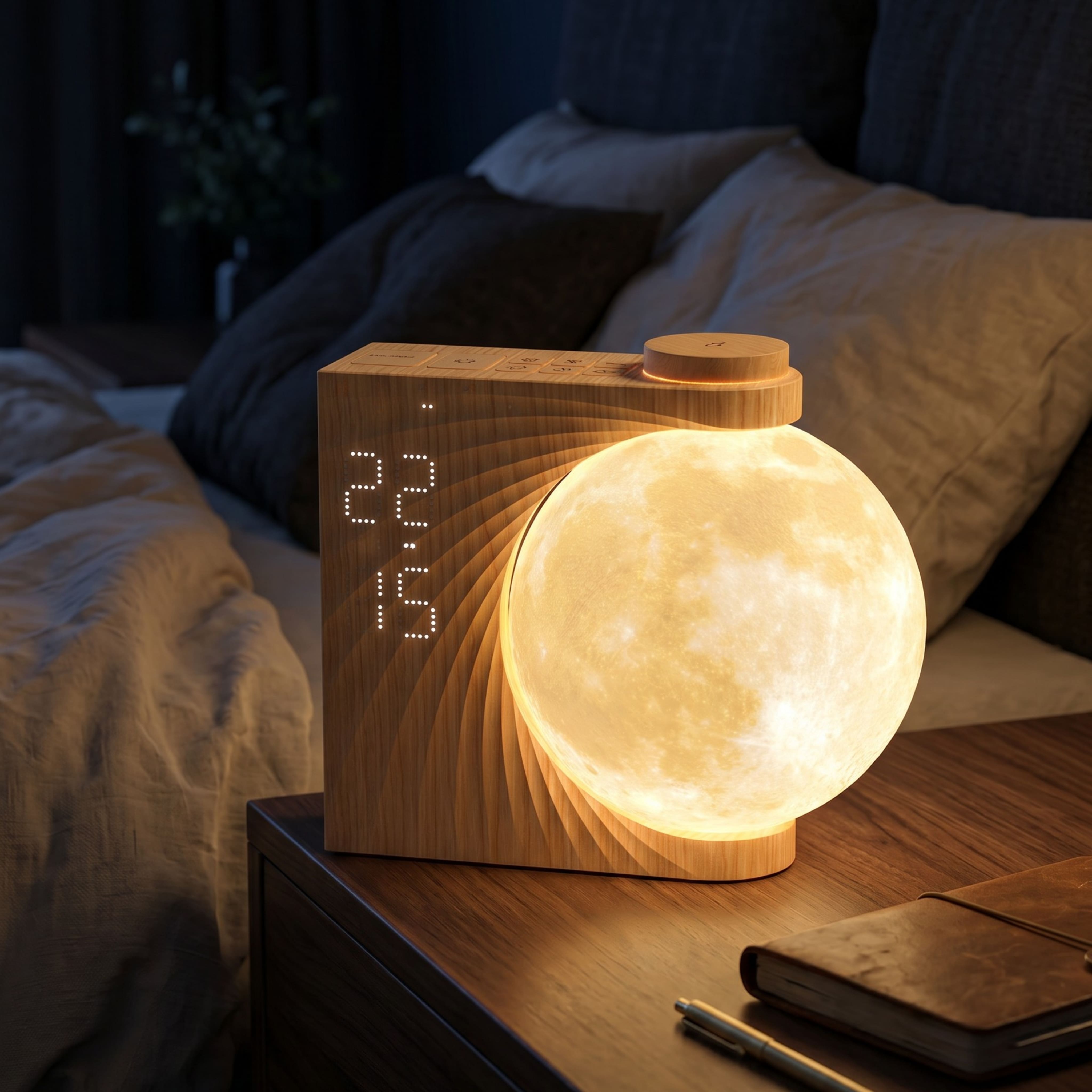 Luna Glow Réveil Lumineux – Lampe lune avec réveil & lumière d’aube