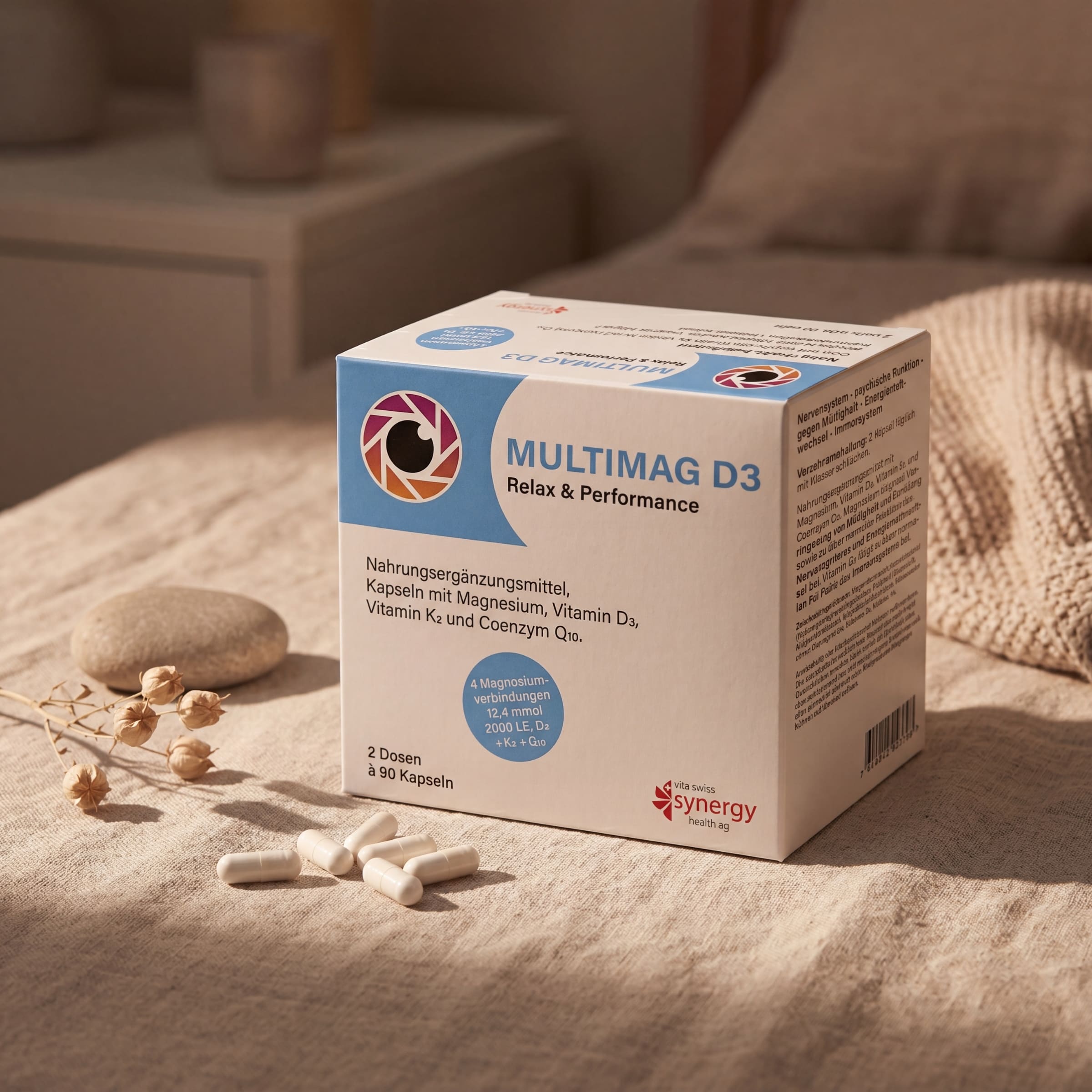 Multimag D3 (180 capsules) – Magnésium & vitamine D3 pour les nerfs et les muscles