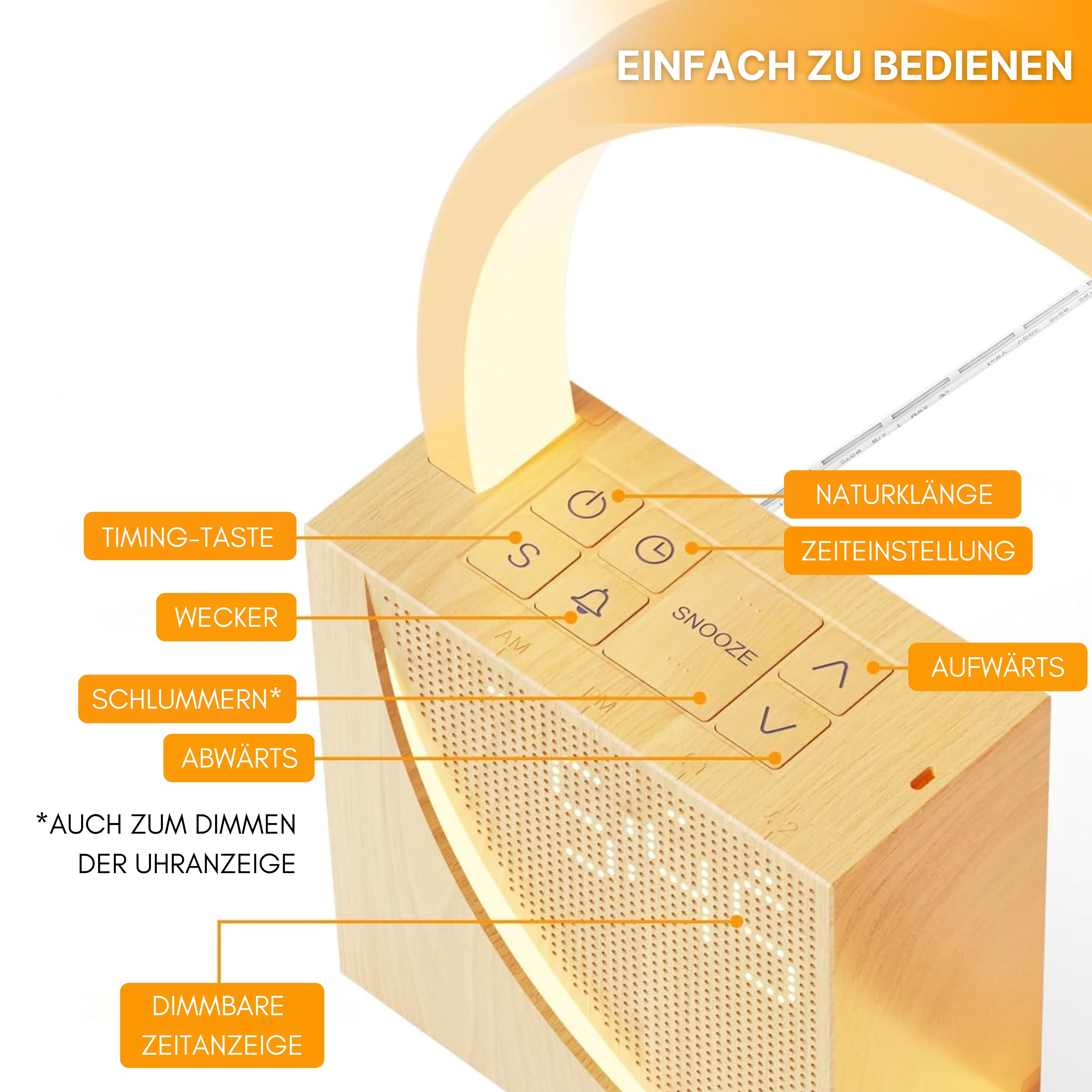 Rise & Shine Réveil Lumineux – Lampe de chevet dimmable pour un sommeil naturel