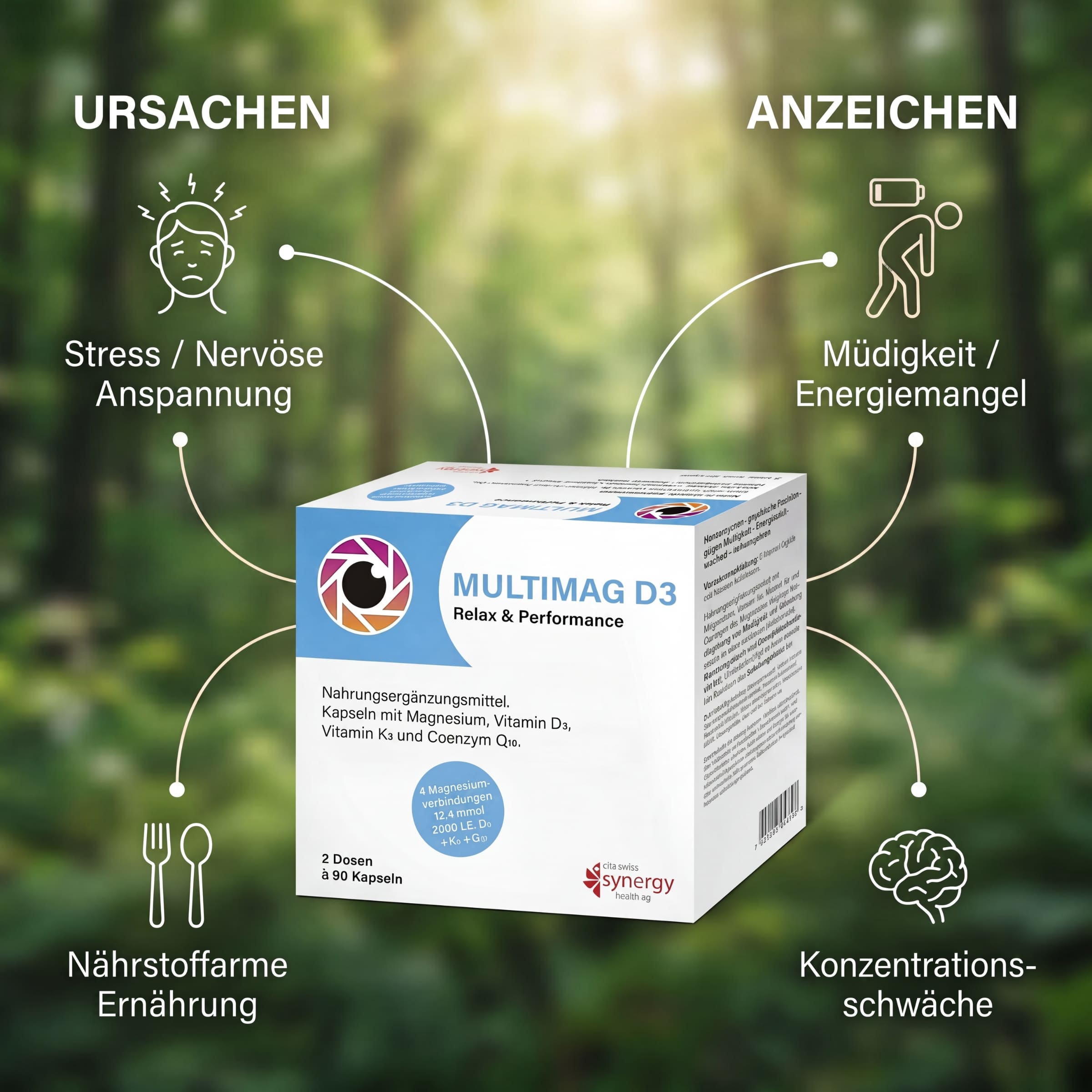 Multimag D3 (180 capsules) – Magnésium & vitamine D3 pour les nerfs et les muscles