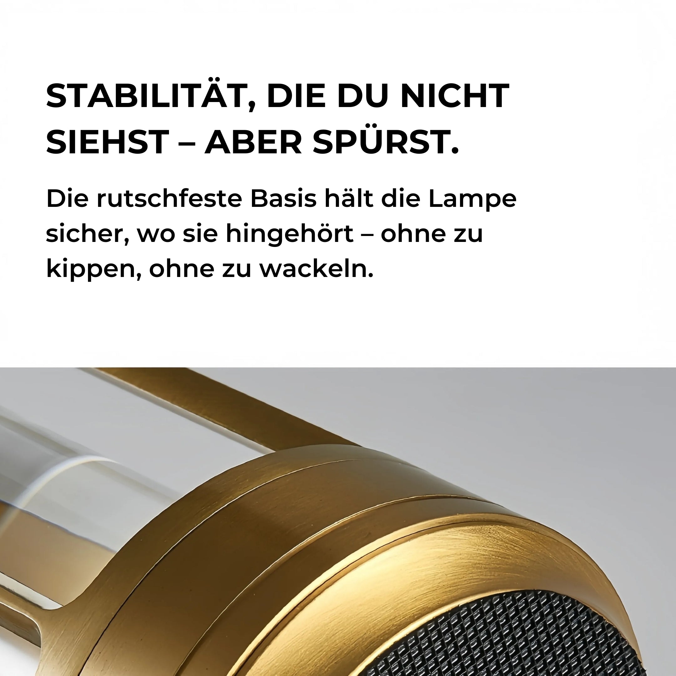 Detailaufnahme der stabilen, rutschfesten Basis der Ambient Light – für sicheren Stand auf allen Oberflächen.