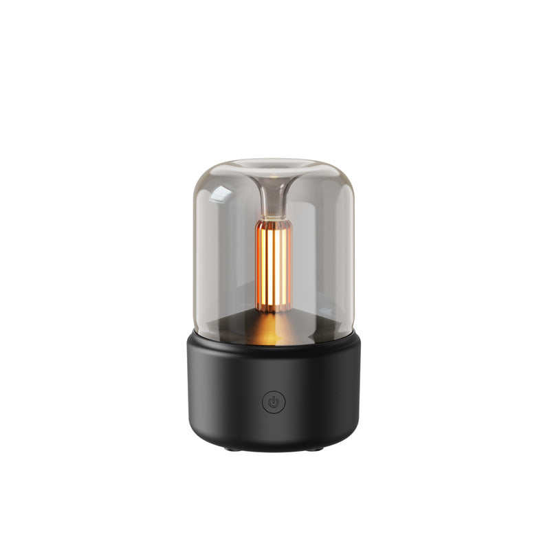 Schwarzer Aromadiffusor mit stimmungsvollem LED-Licht und Glasabdeckung