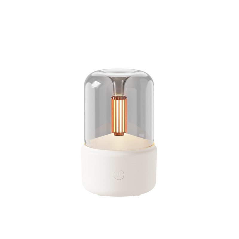 Weisser Aromadiffusor mit LED-Kerzenlichteffekt im modernen Design