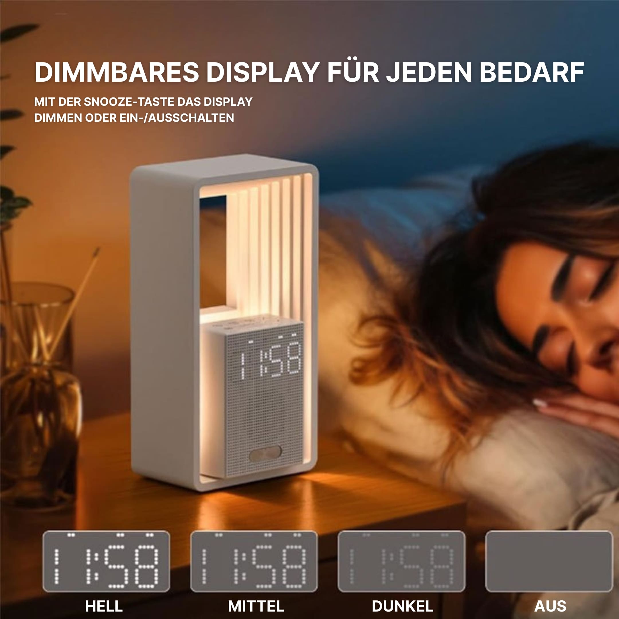 Lumerix Horizon Lichtwecker mit dimmbarem Display und Nachtmodus für ungestörten Schlaf