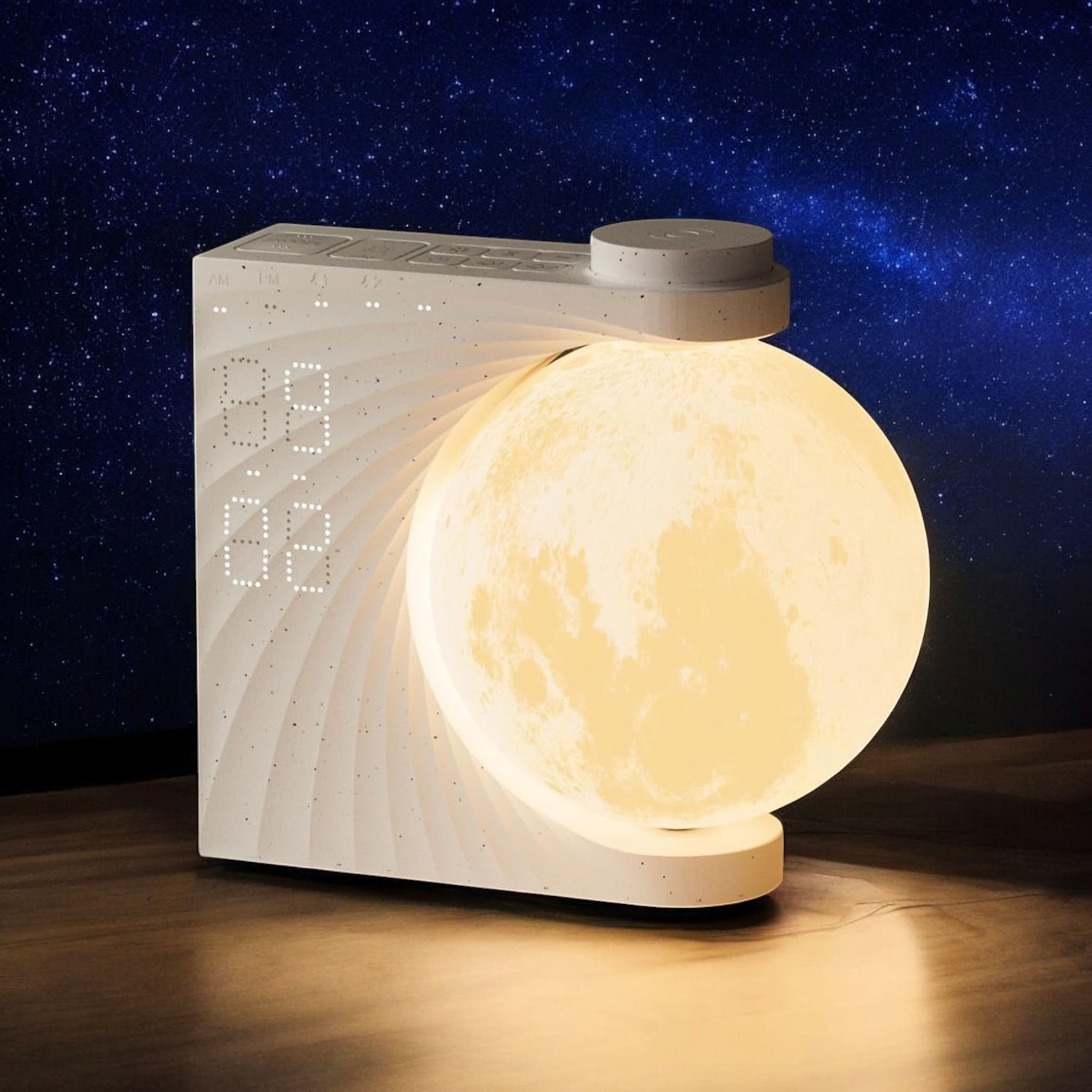 Luna Glow Lichtwecker – Mondlampe mit Wecker & Sonnenaufgangslicht
