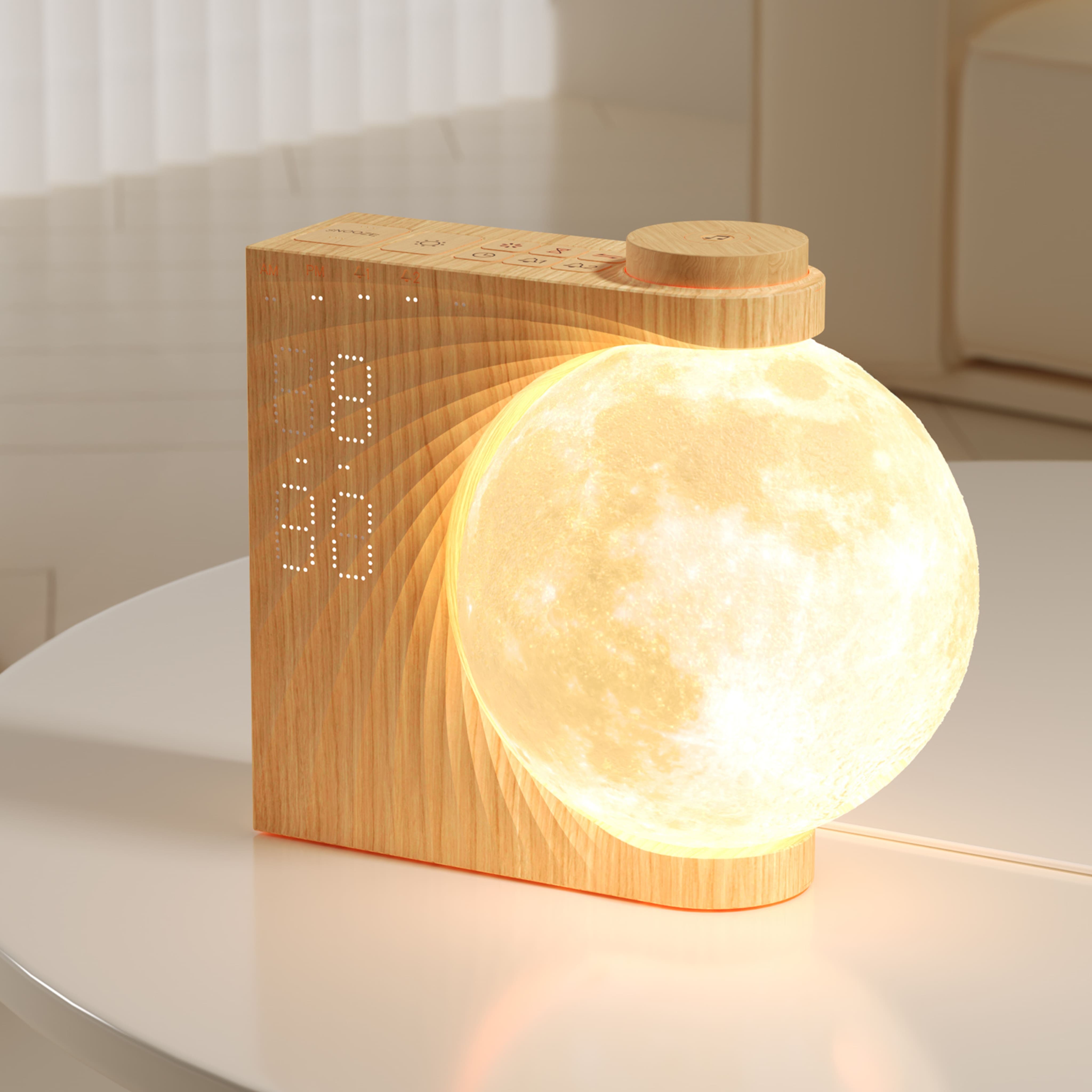 Luna Glow Réveil Lumineux – Lampe Lune avec Réveil & Lumière d’Aube