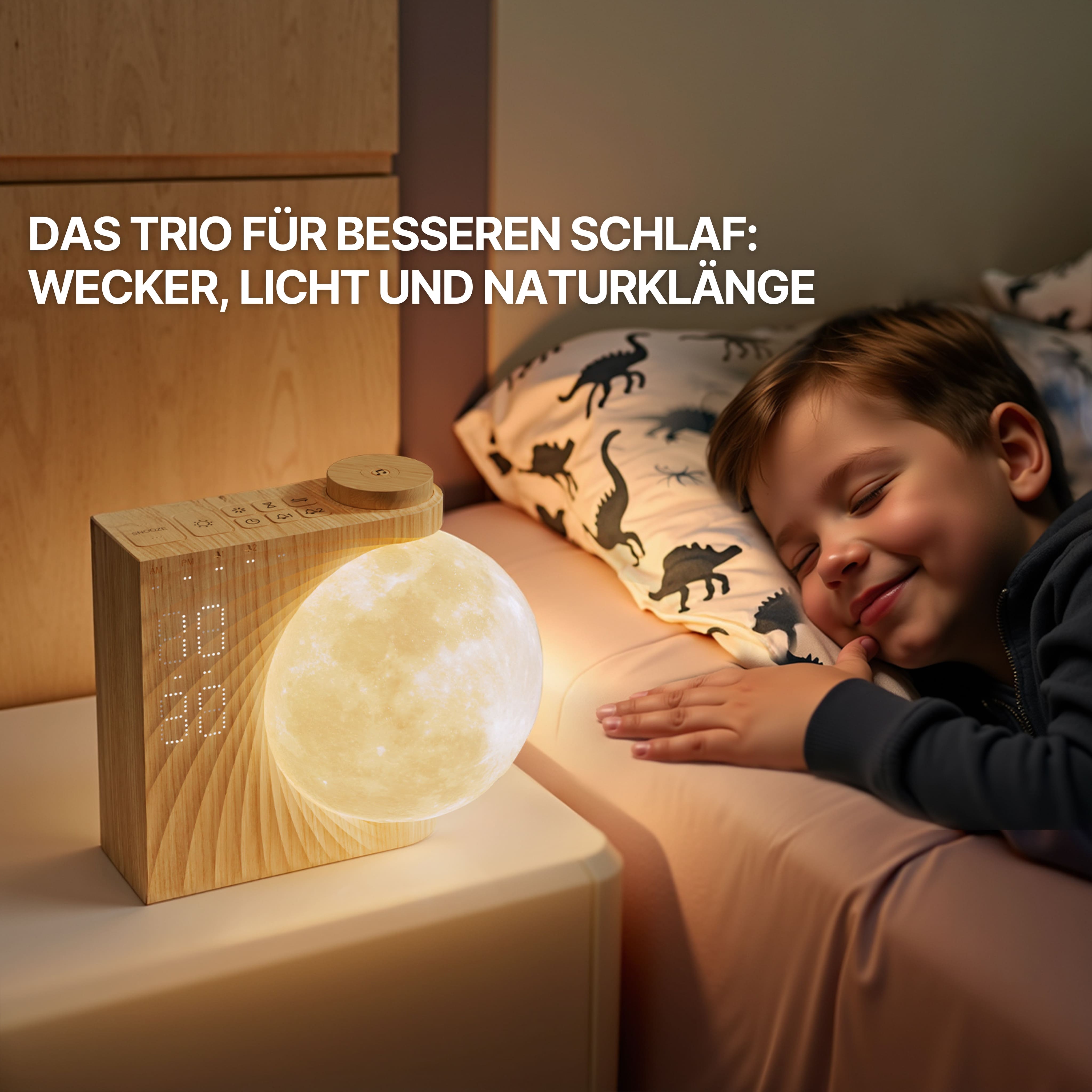Luna Glow Réveil Lumineux – Lampe Lune avec Réveil & Lumière d’Aube