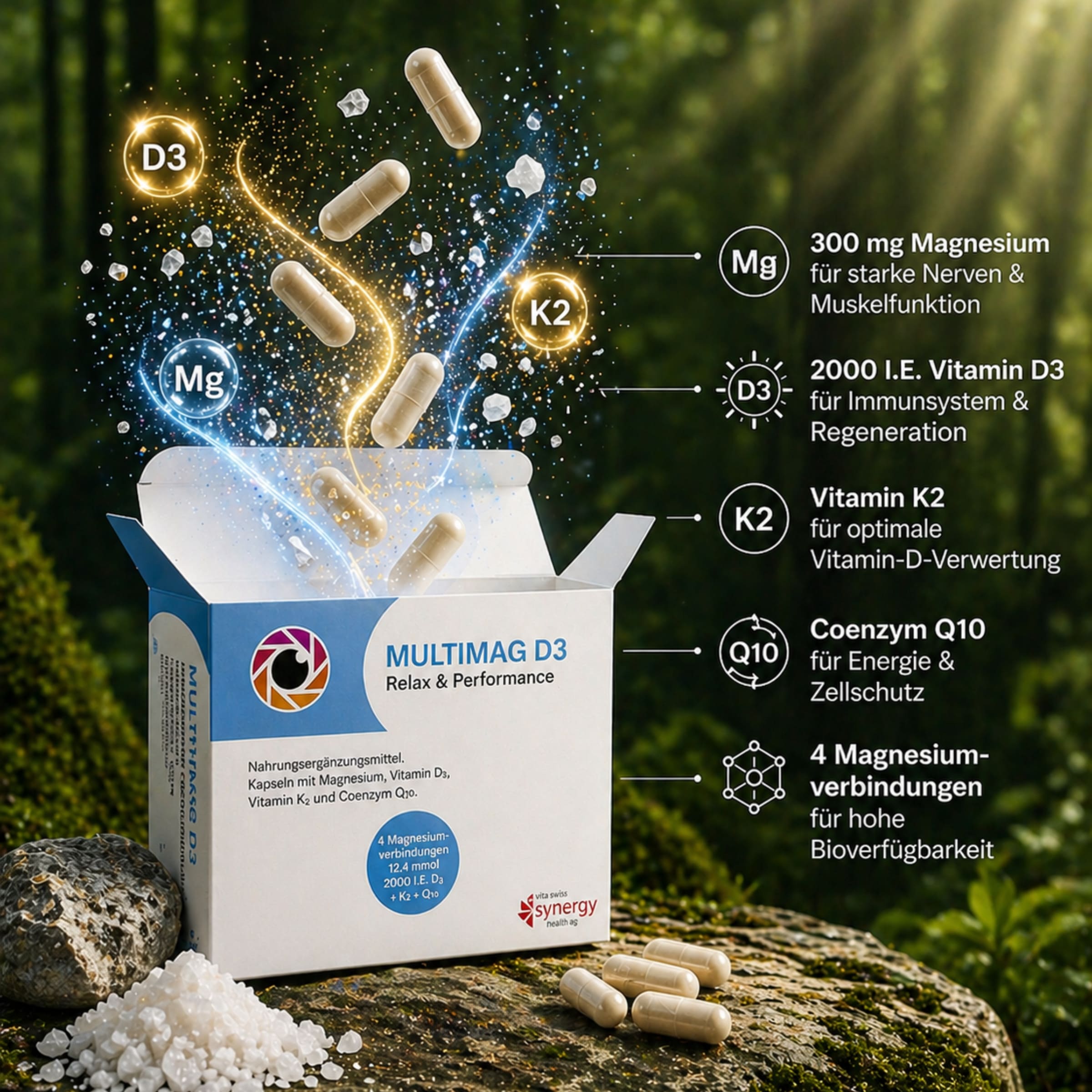 Multimag D3 (90 Kapsen) – Magnesium & Vitamin D3 für starke Nerven, Regeneration & erholsame Nächte