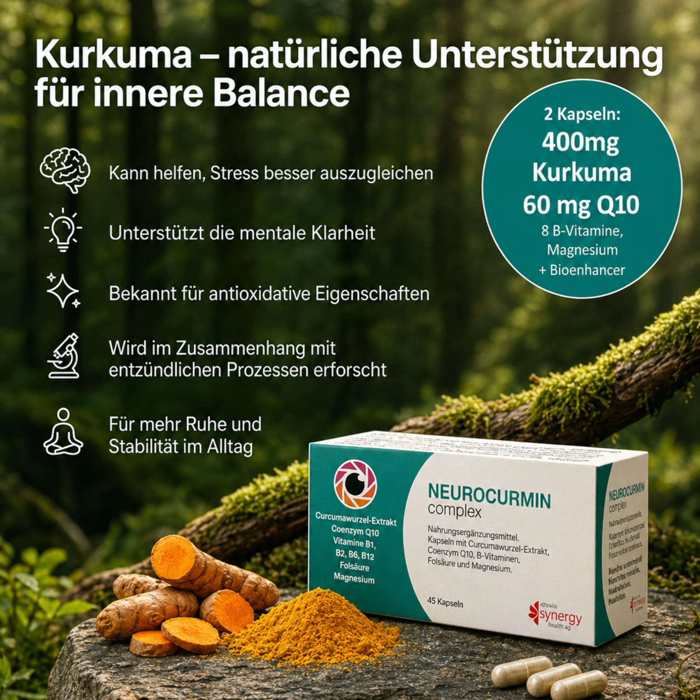 Neurocurmin (45 Kapseln) – Für mentale Balance, weniger Stress & ruhige Gedanken