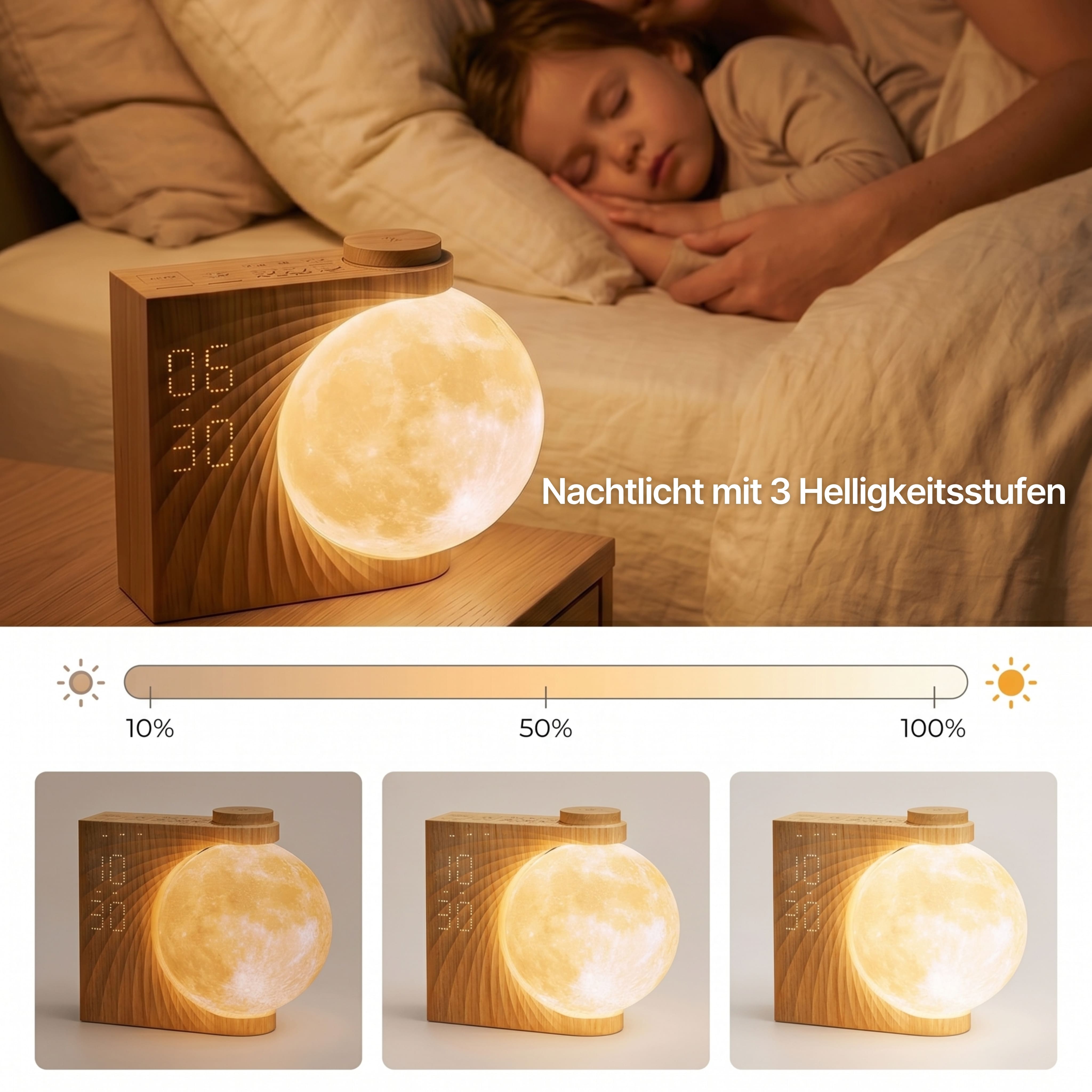LUNA GLOW – Lampe lune & réveil lumineux avec lever de soleil