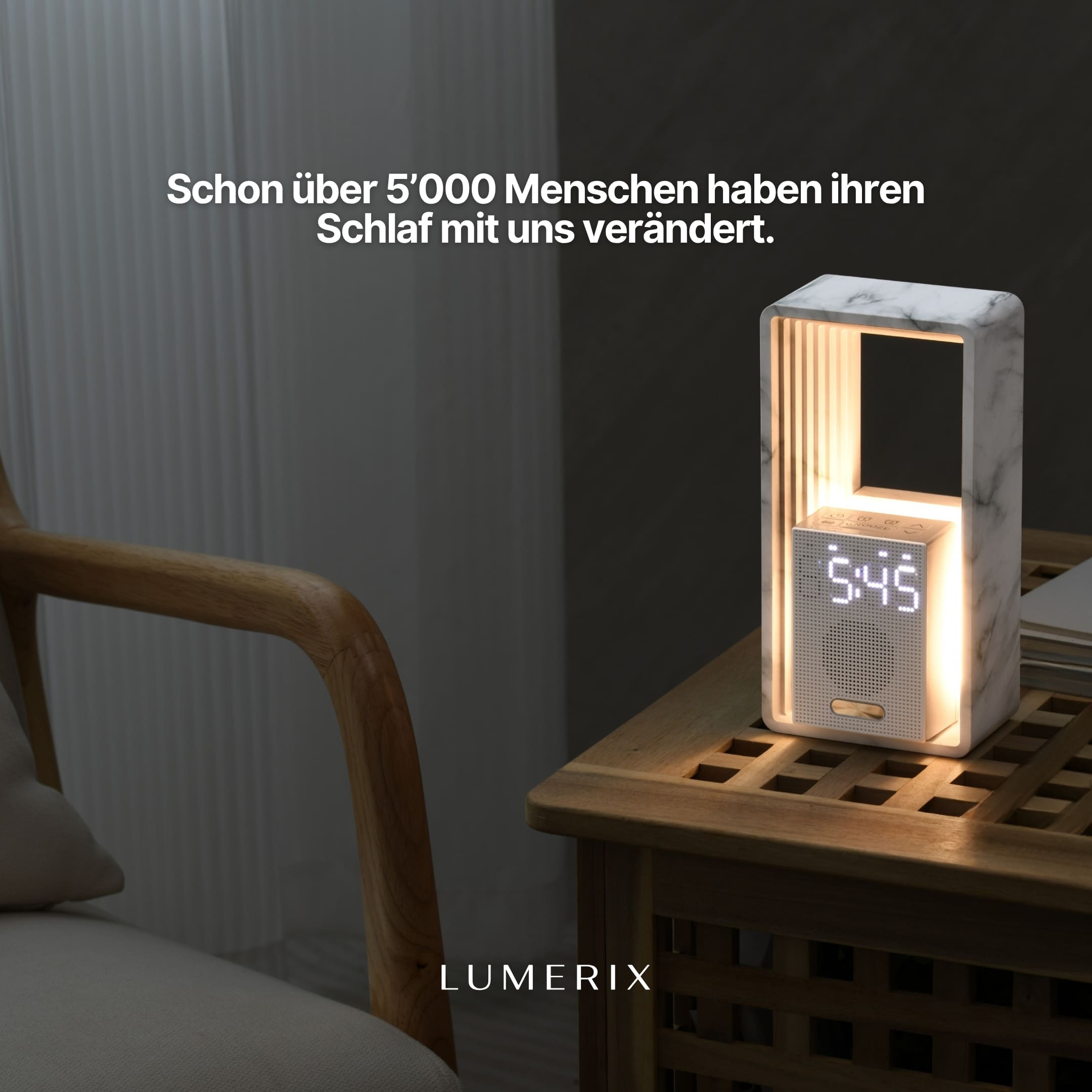 HORIZON Limited Edition – Lichtwecker in Marmoroptik mit Sonnenaufgang & Naturklängen