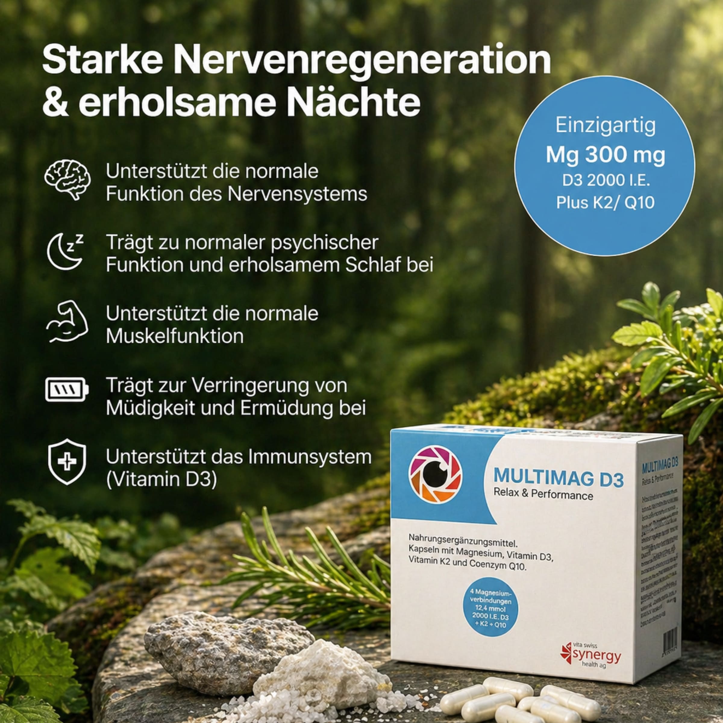 Multimag D3 (90 Kapsen) – Magnesium & Vitamin D3 für starke Nerven, Regeneration & erholsame Nächte