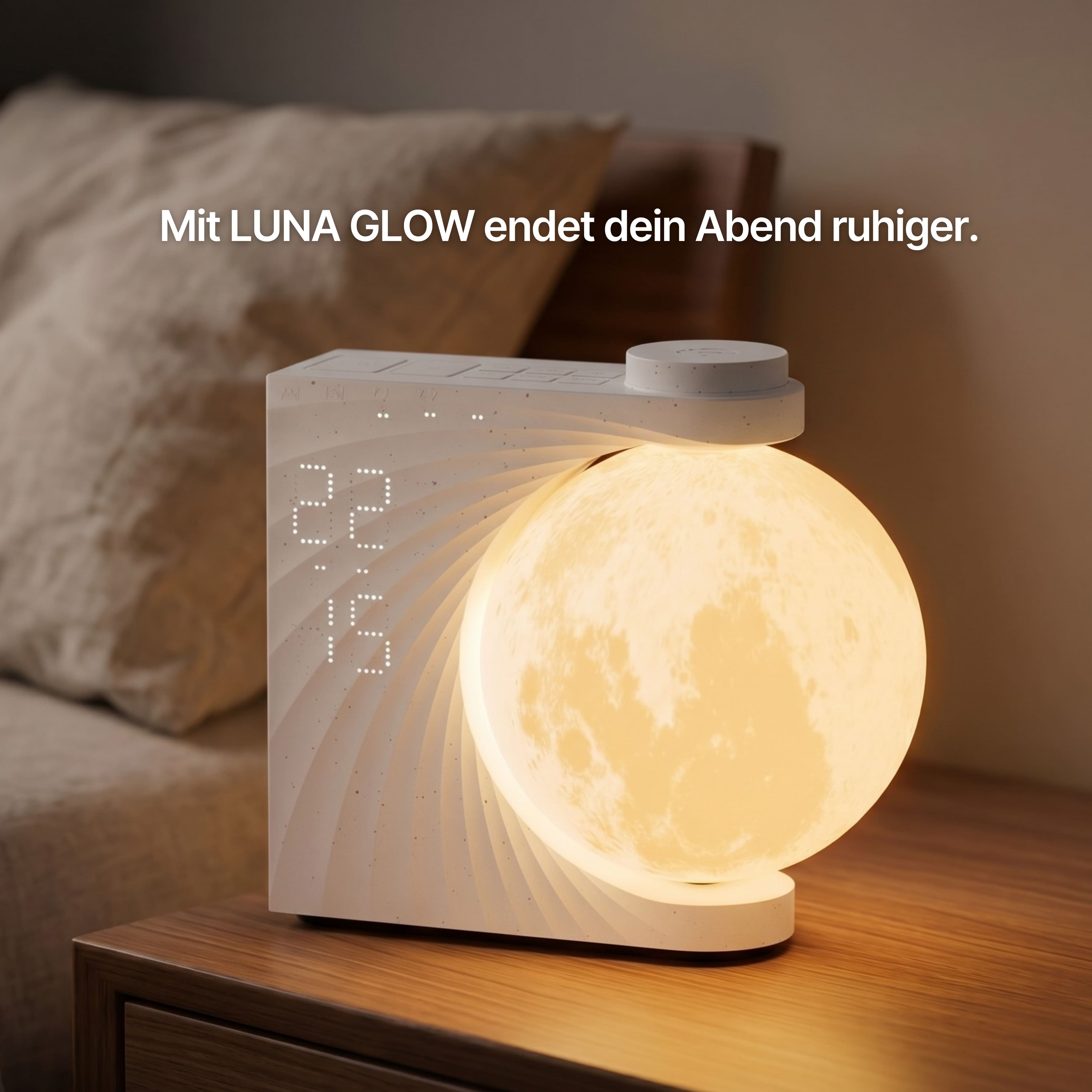 LUNA GLOW – Lampe lune & réveil lumineux avec lever de soleil