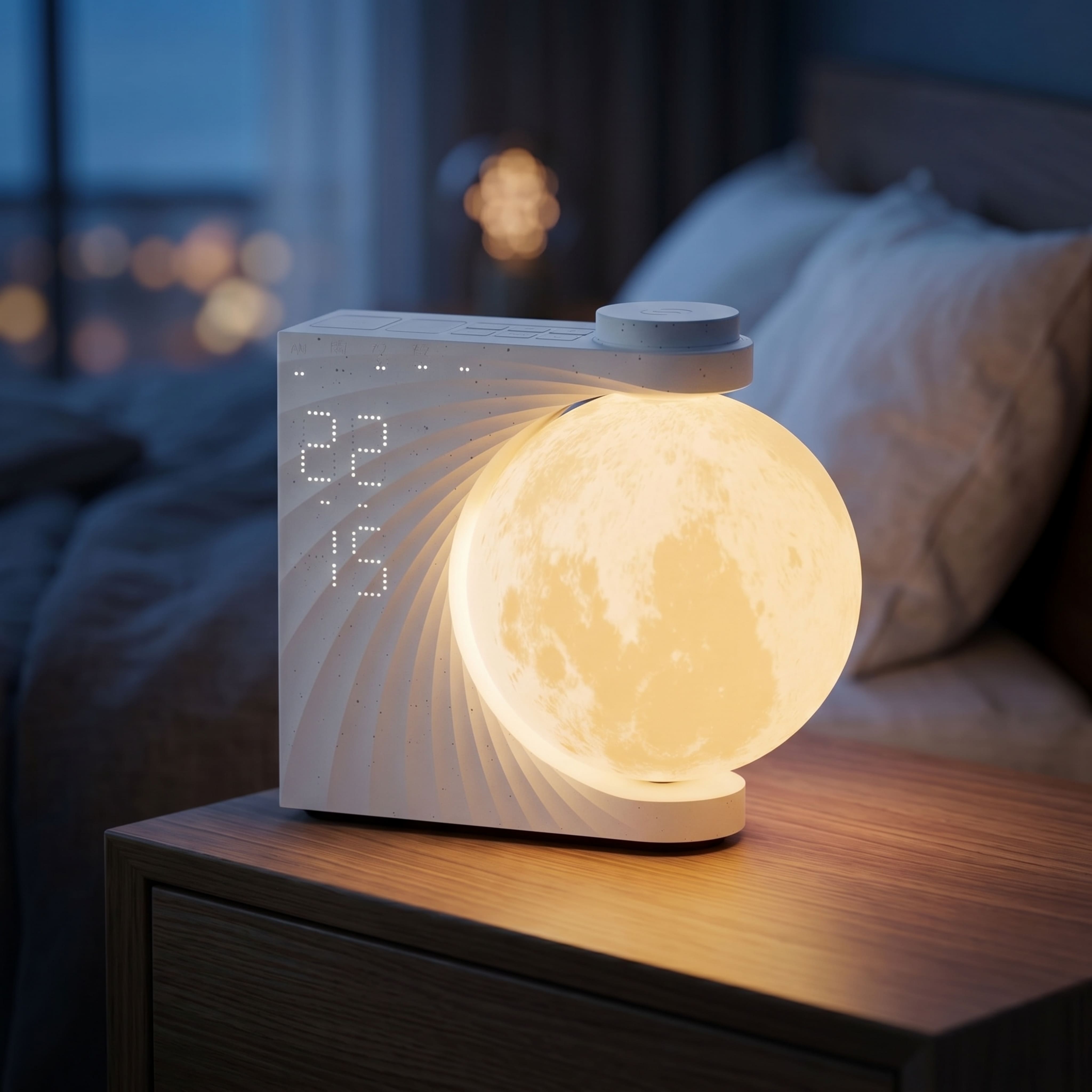 LUNA GLOW – Lampe lune & réveil lumineux avec lever de soleil