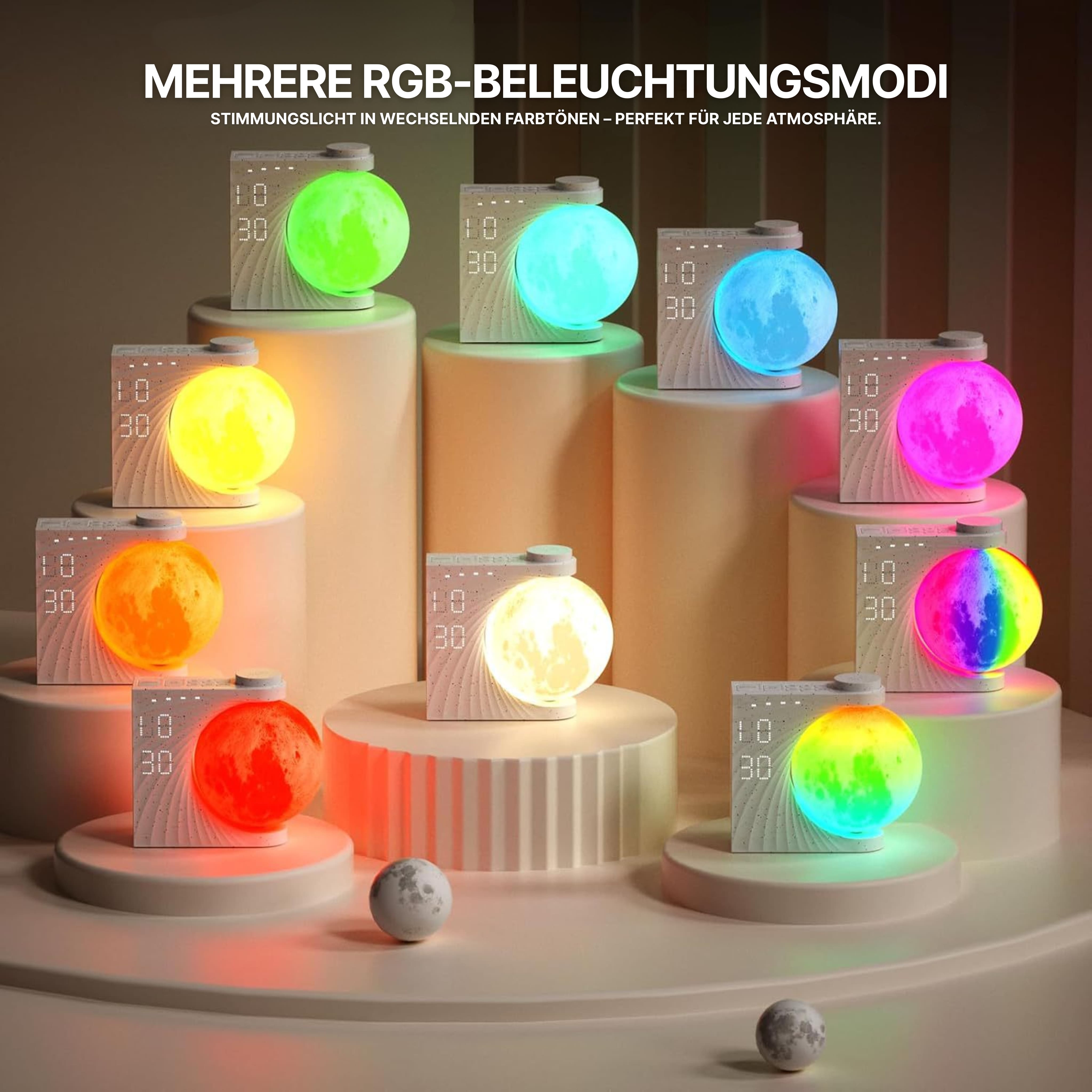 Luna Glow Réveil Lumineux – Lampe Lune avec Réveil & Lumière d’Aube