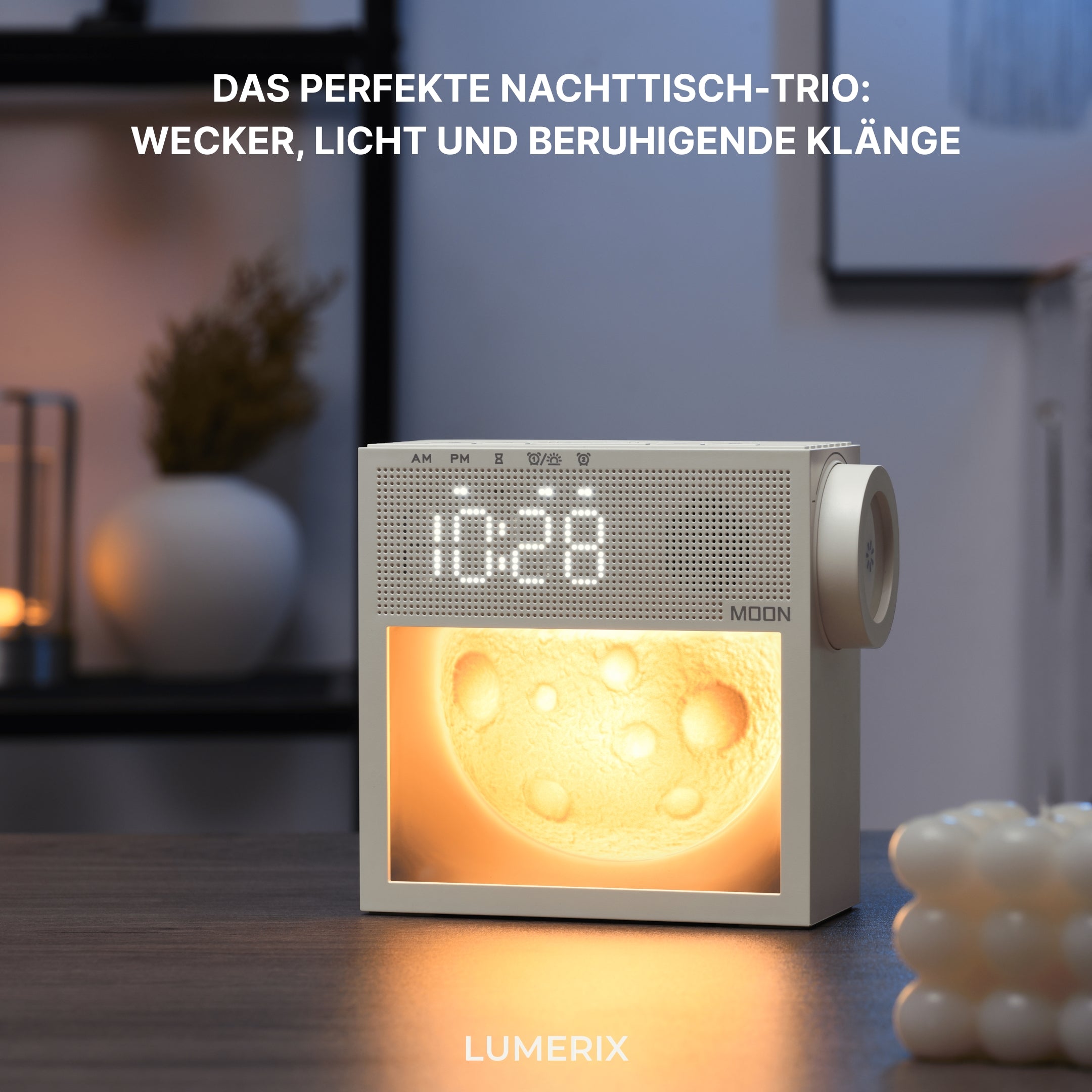 Moonlight X2 Lichtwecker – Mondlampe mit Wecker & Sonnenaufgangslicht