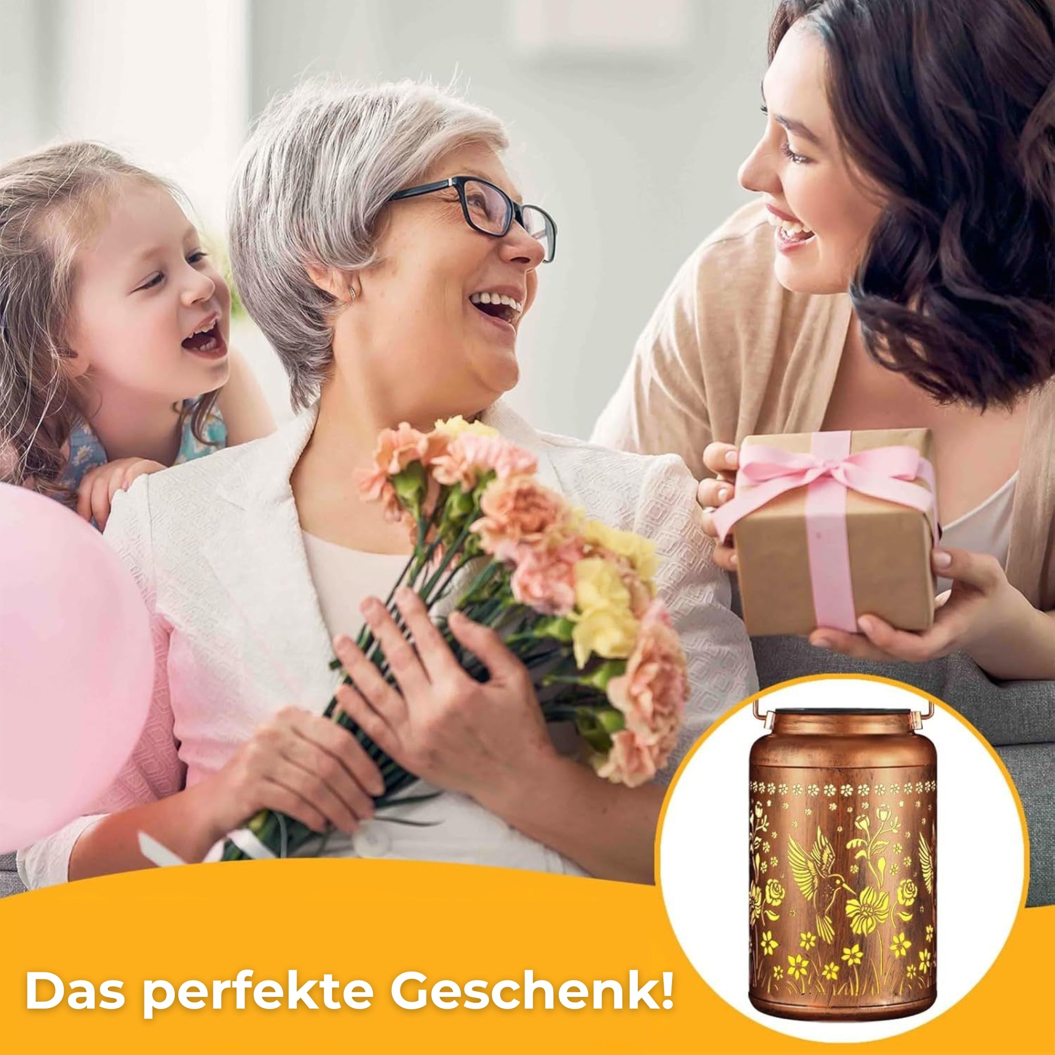 Soluna Laterne als Geschenk für Mutter, Tochter oder Freundin – emotionales Familienbild
